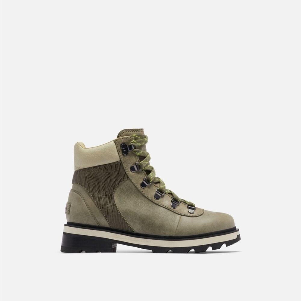 Sorel Green Leather Suede Waterproof Lace Up Lennox Hiker Stkd Ankle Boot 9.5